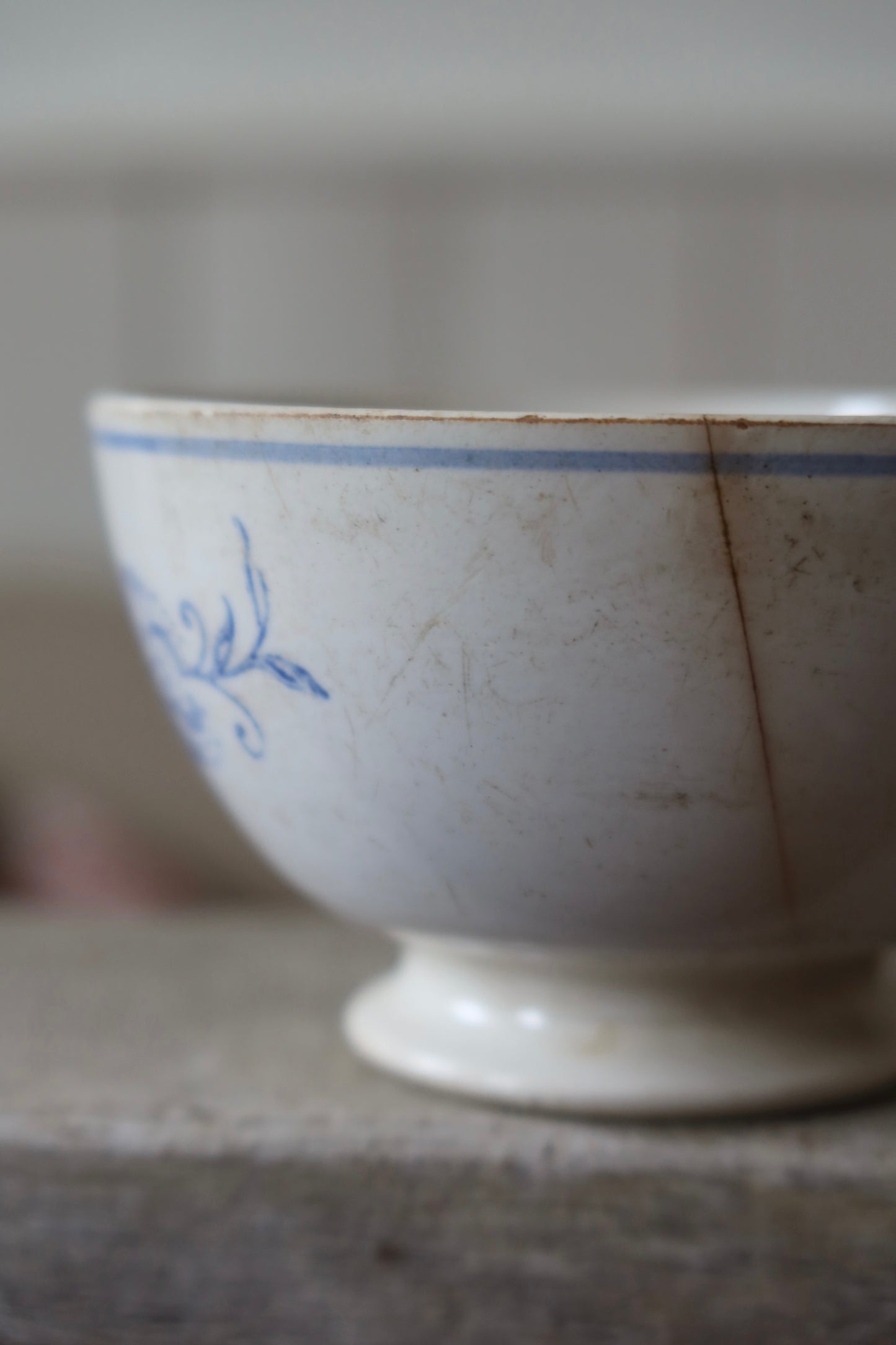 Old French Antique Pottery Bowl Ironstone