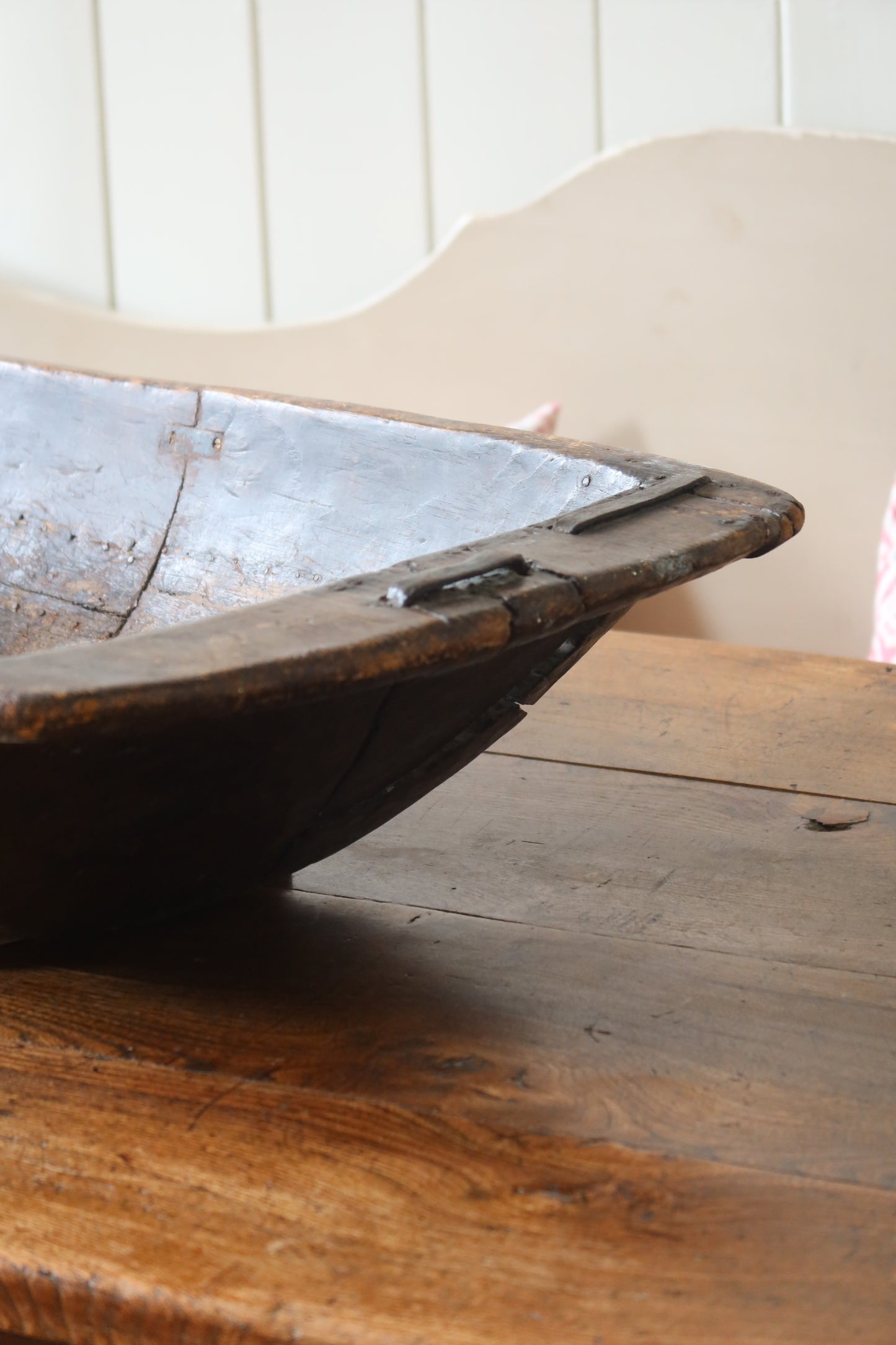 Very Large French 18th Century Hardwood Salting Tray with old iron repairs