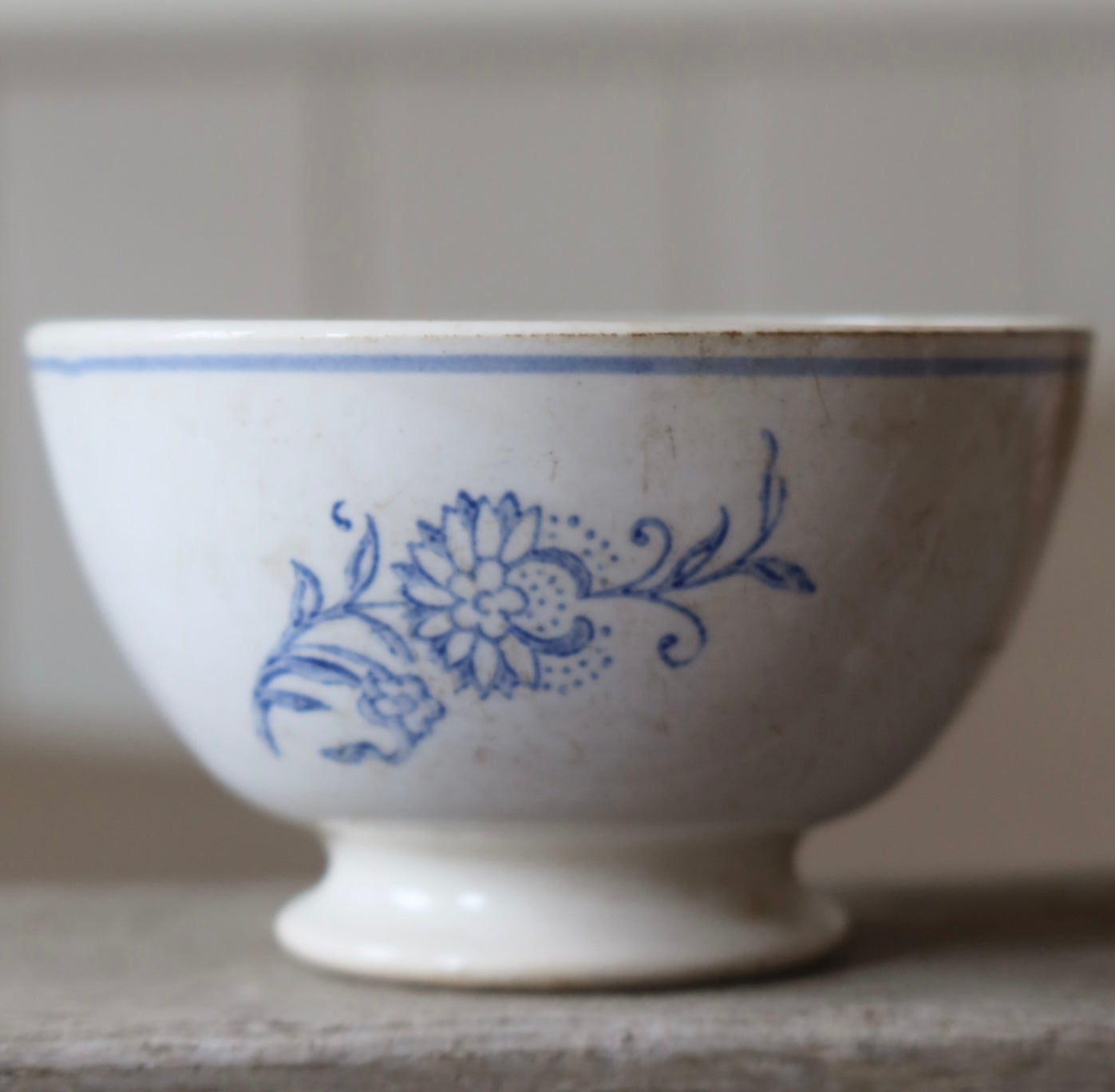 Old French Antique Pottery Bowl Ironstone
