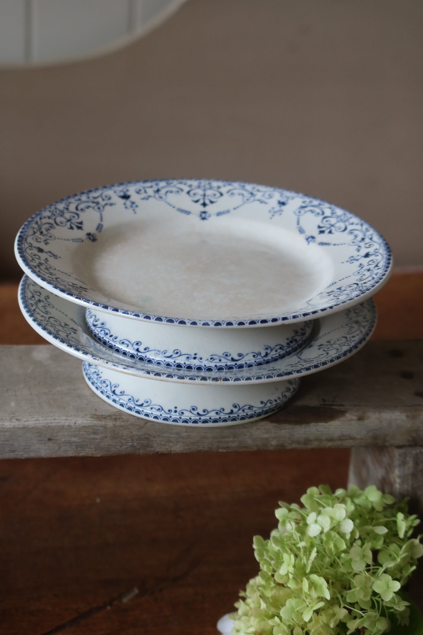 Antique Ironstone Floral Pattern Compotiers