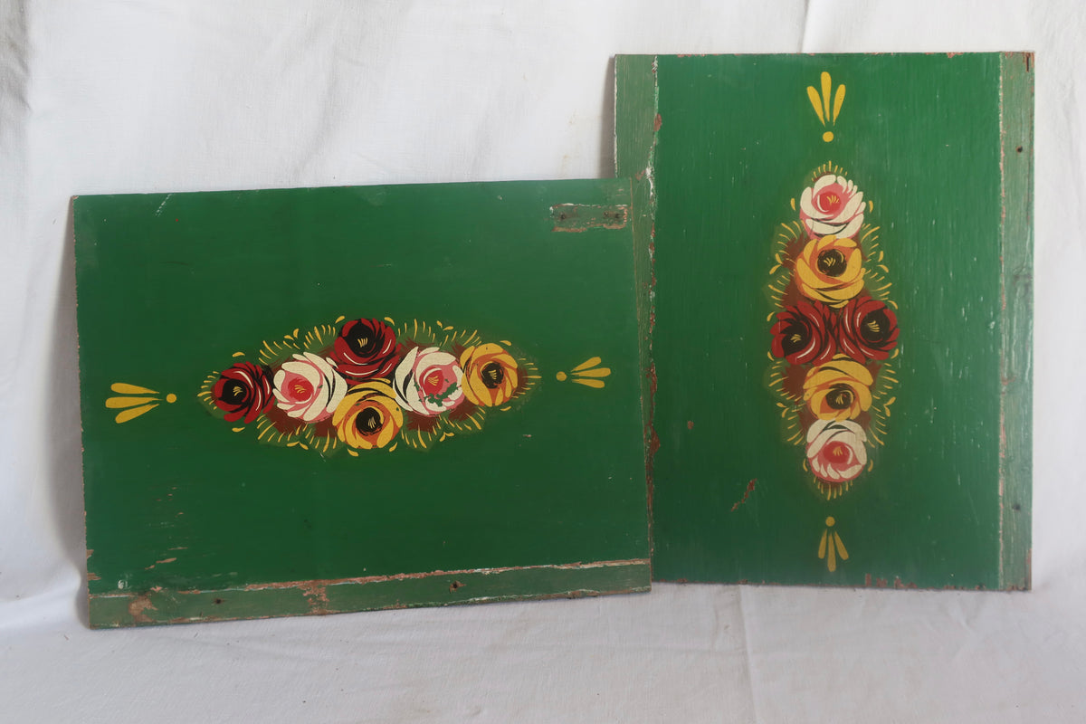Hand painted folk wooden decorative pieces