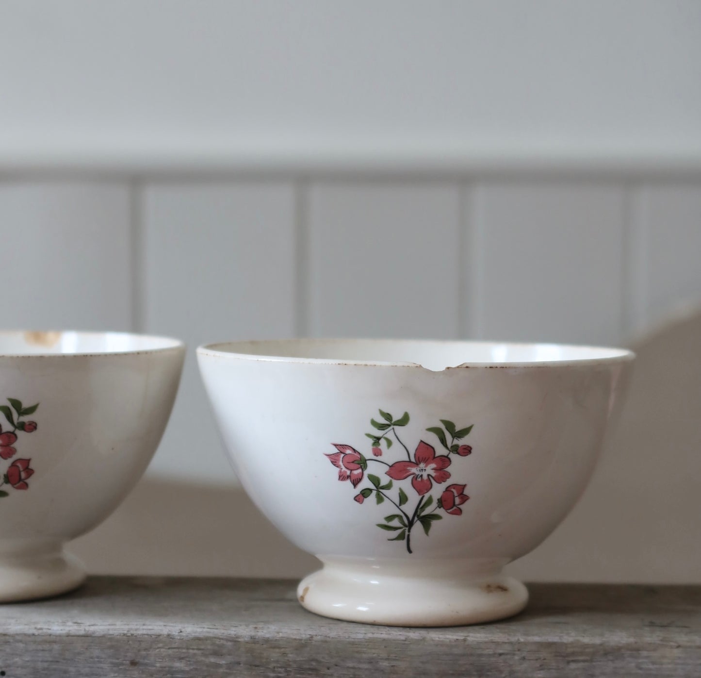 Set of two ironstone French Cafe Au Lait Bowls