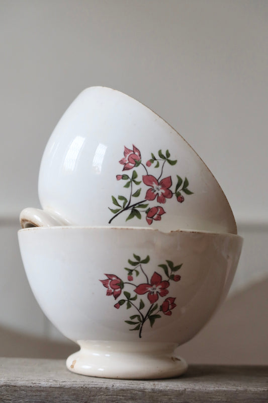 Set of two ironstone French Cafe Au Lait Bowls