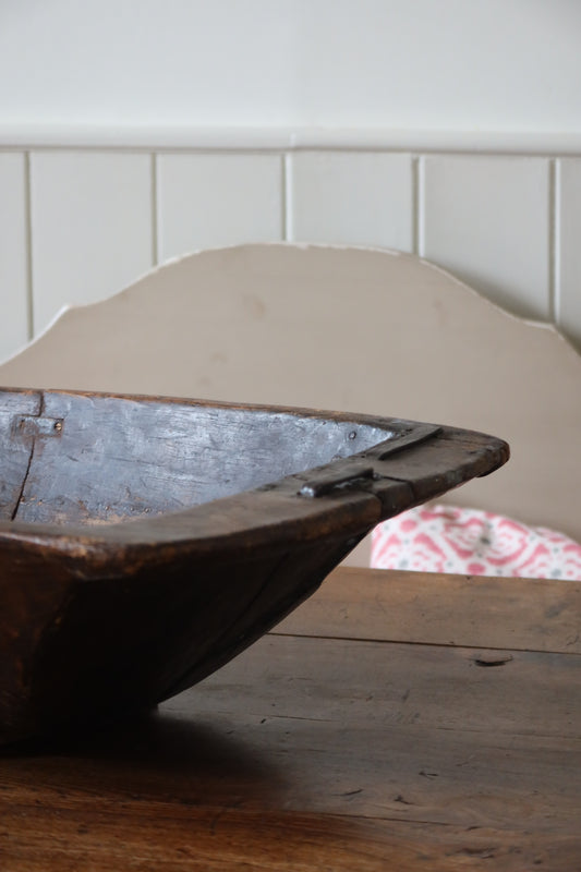 Very Large French 18th Century Hardwood Salting Tray with old iron repairs
