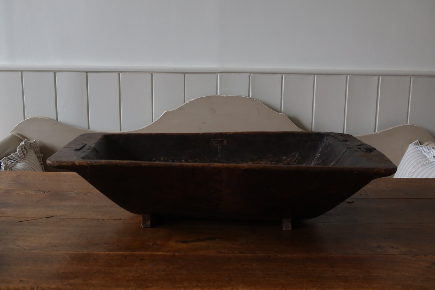 Very Large French 18th Century Hardwood Salting Tray with old iron repairs