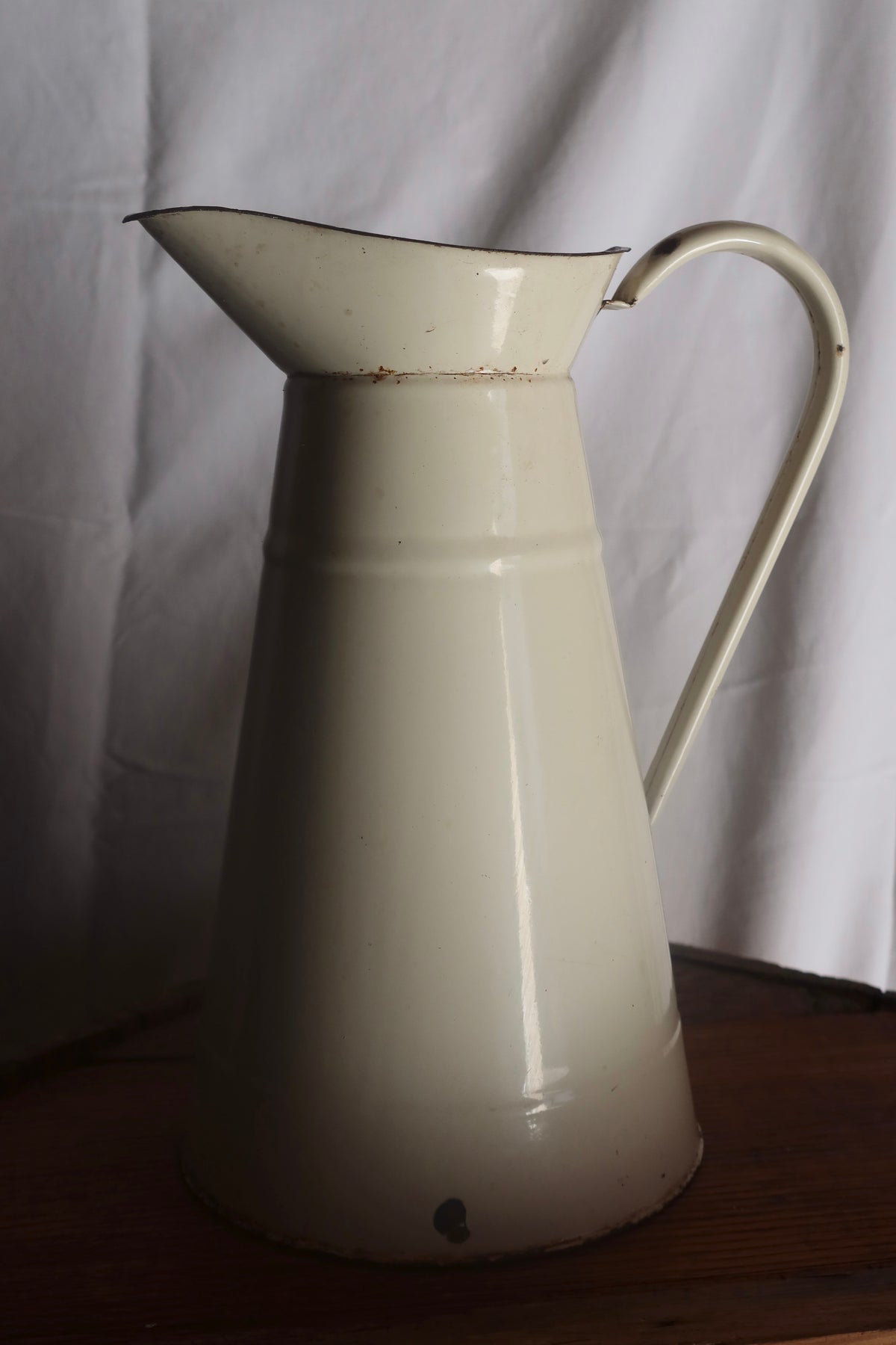 Large French enamel cream jug