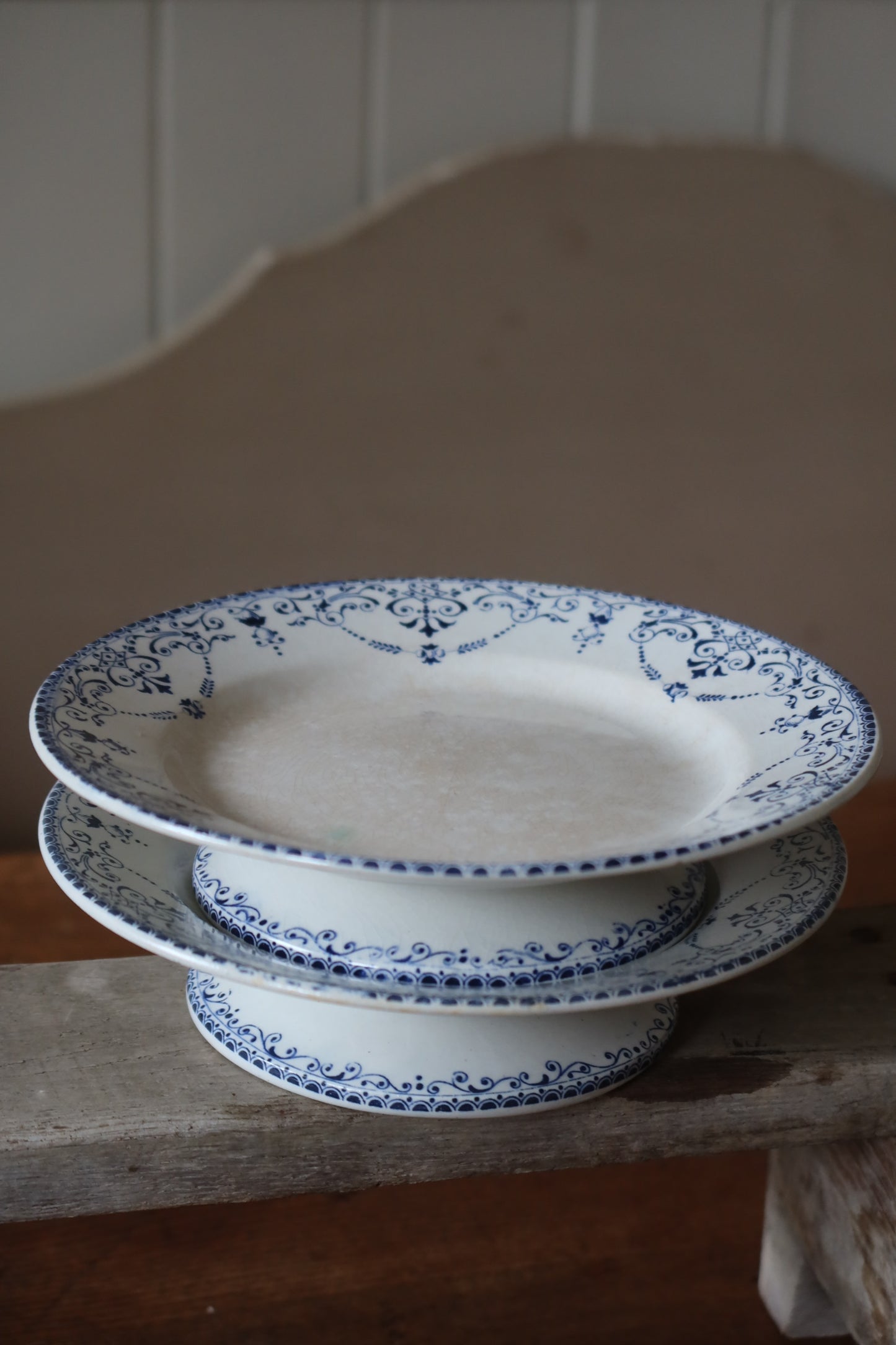 Antique Ironstone Floral Pattern Compotiers