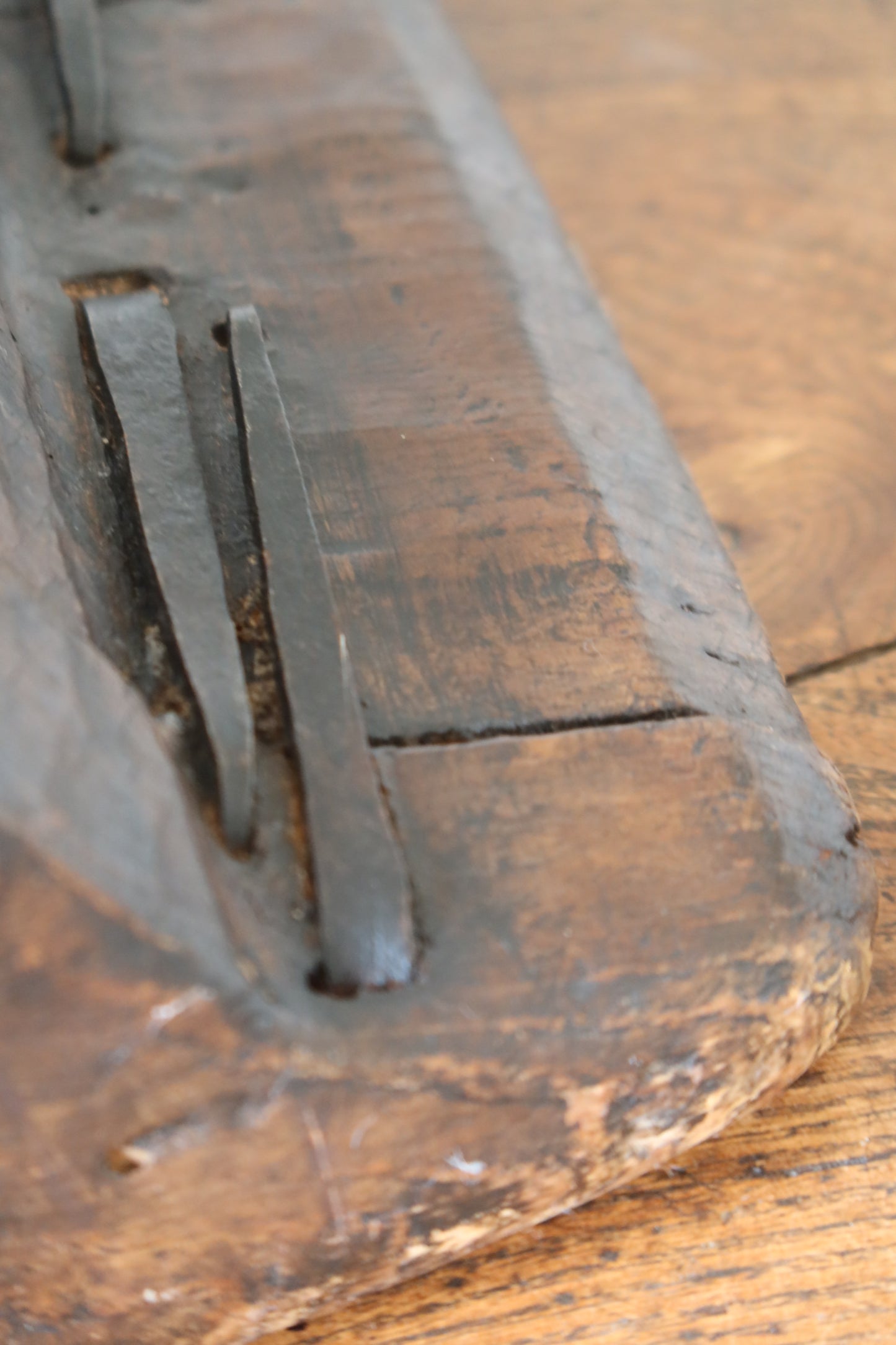 Very Large French 18th Century Hardwood Salting Tray with old iron repairs