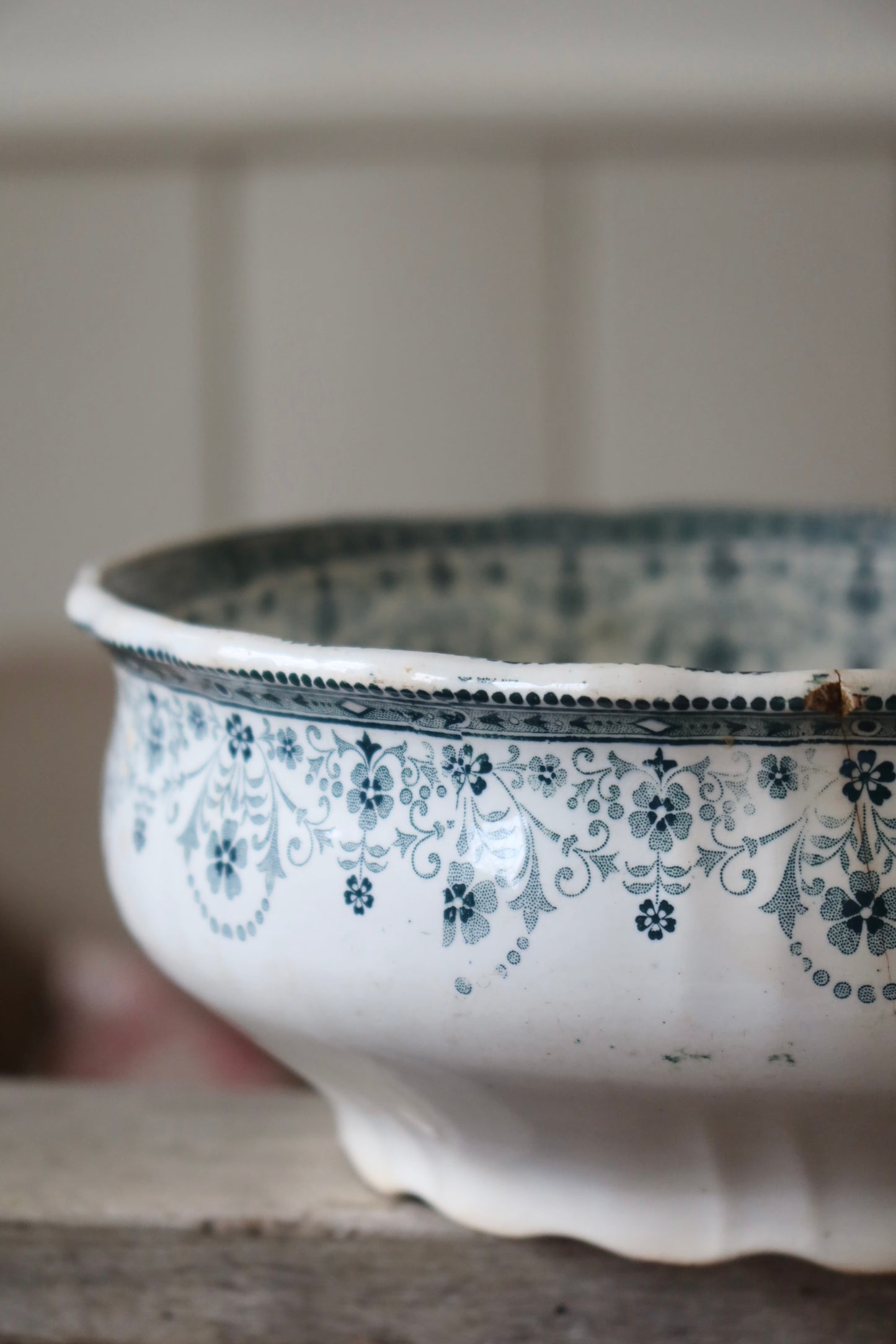 Large French Antique Ironstone Bowl