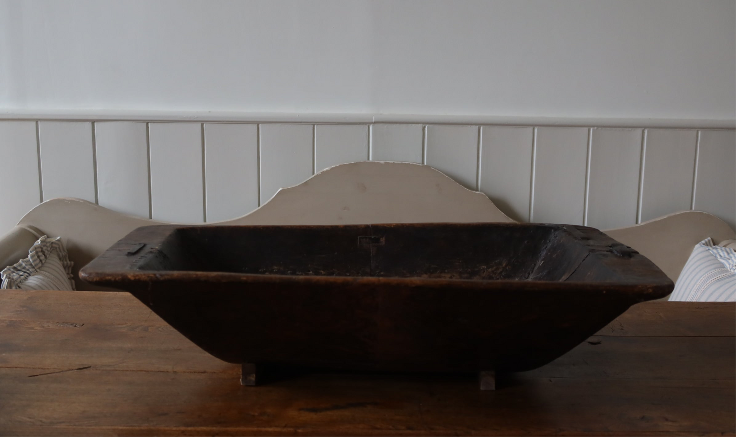 Very Large French 18th Century Hardwood Salting Tray with old iron repairs
