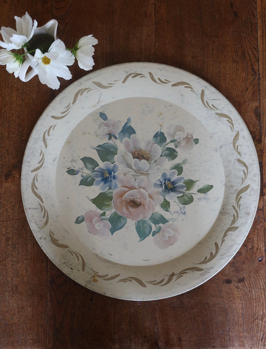 Large Hand painted floral tray