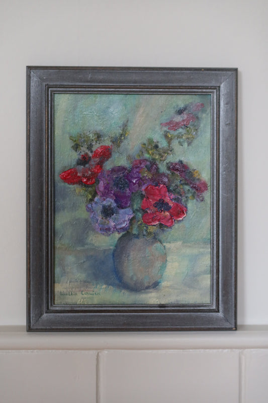 Beautiful vintage flower oil painting